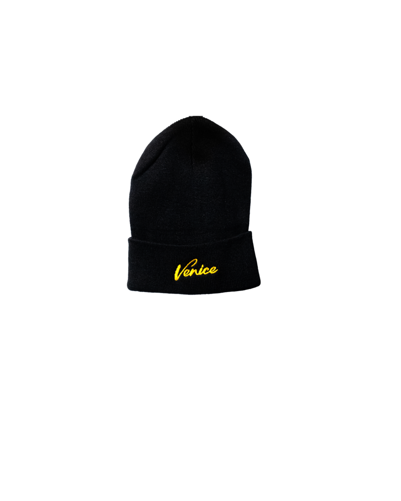 Gorro negro con logo amarillo Racing